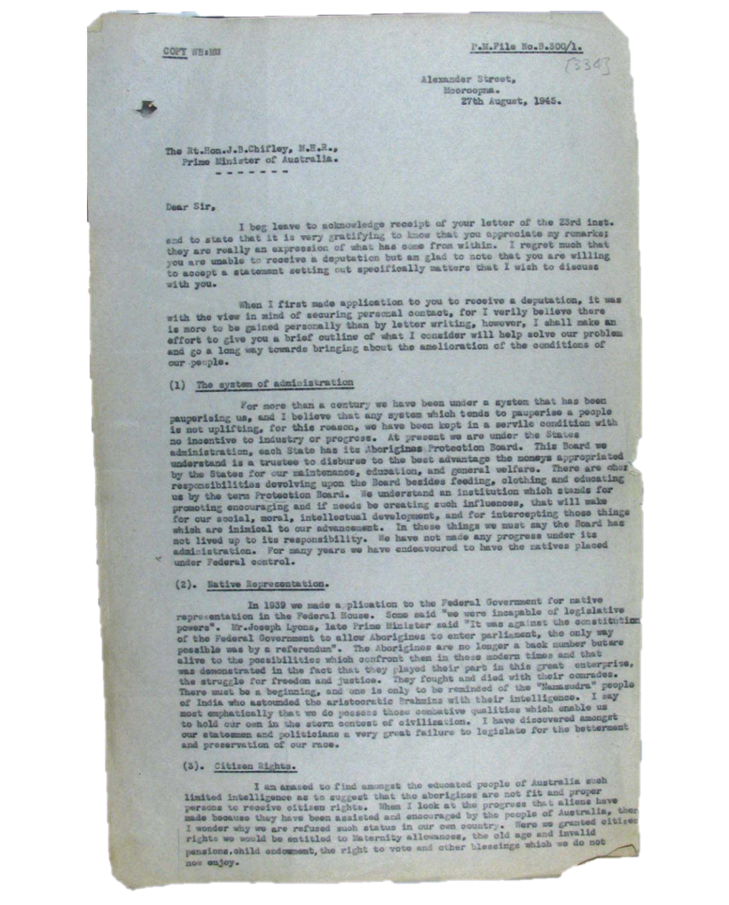 Thumbnail image of a letter to J B Chifley, dated 27 August 1946.