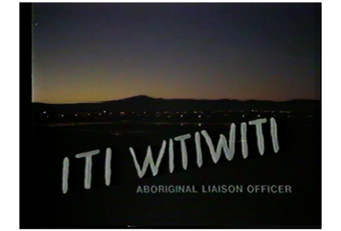 Still image from 'Iti witiwiti Aboriginal Liaison Officer' video, showing the title, with a sunset in the background.