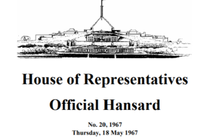 Thumbnail image of the cover of the House of Representatives Official Hansard, dated 18 May 1967